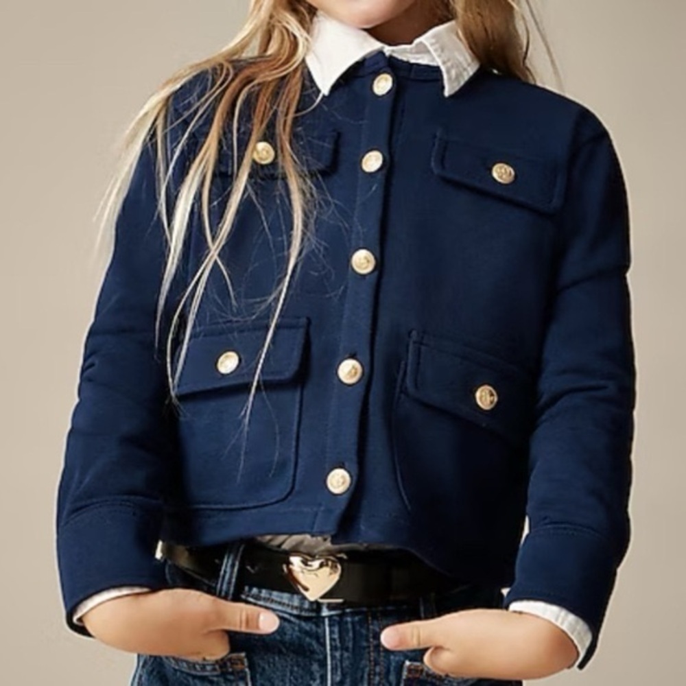 J.Crew Girls' french terry lady jacket in dark blue size L NWT